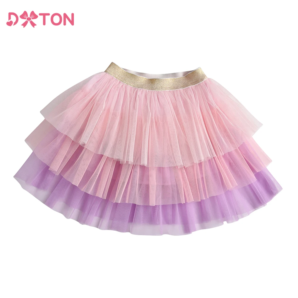 DXTON Neonate Minigonna Gradiente Tulle Patchwork Bambini Tutu Gonna 3 Strati Bambini Balletto Petiskirt Esegui Abbigliamento 3-8Y