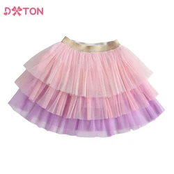 DXTON Baby Girls Mini Skirt Gradient Tulle Patchwork Kids Tutu Skirt 3 Layered Children Ballet Petiskirt Perform Clothing 3-8Y