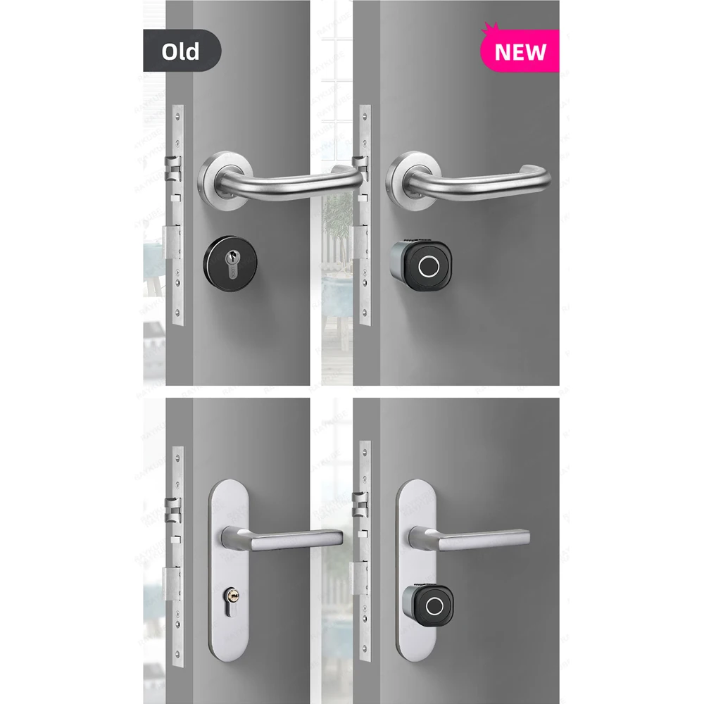 RAYKUpunC1-Serrure de porte intelligente Tuya BLE TT, avec 2 voies, intervalles réglables, longueur, empreinte digitale, mot de passe, clé,