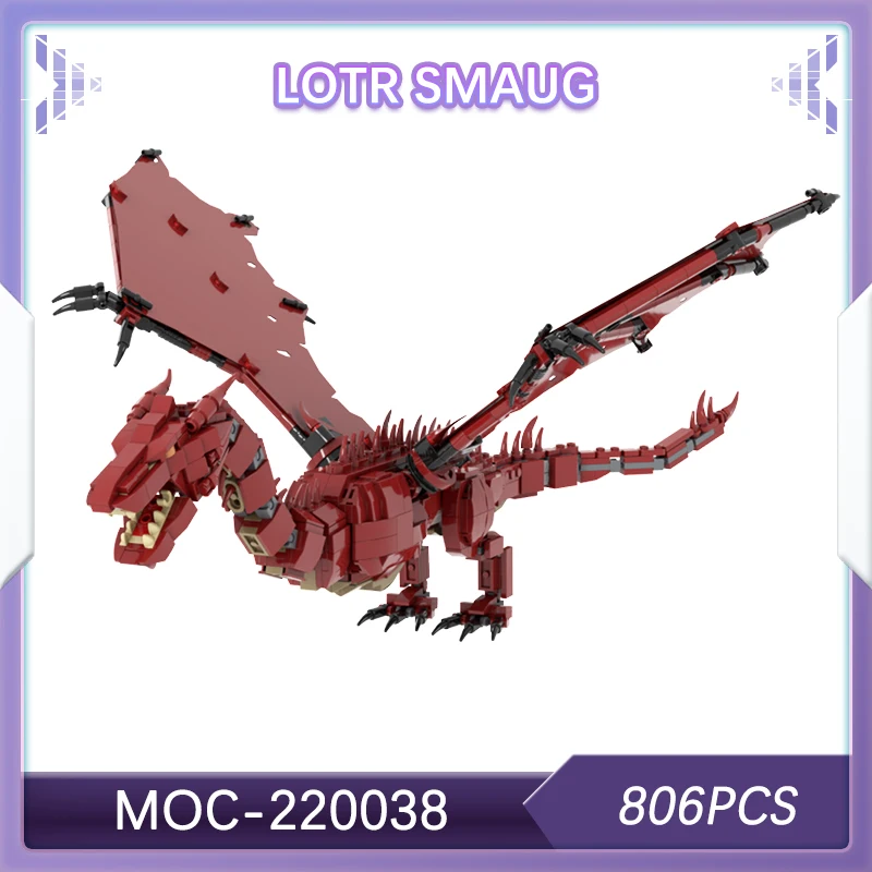 

806PCS New DIY Red Dragon LOTR Smaug Building Block Assembly Magical Dragon Model Children's Surprise Gift Toy Xmas MOC-220038