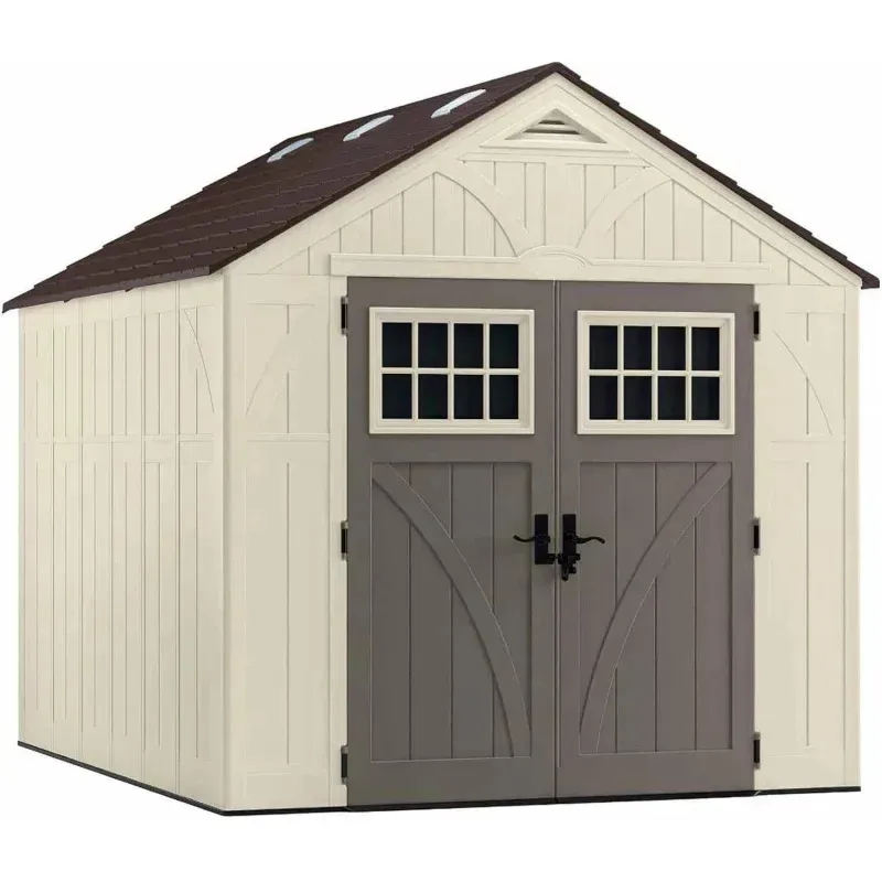 

RPD4-Suuncast 8' x 10' Heavy-Duty Resin Tremont Storage Shed.Sand