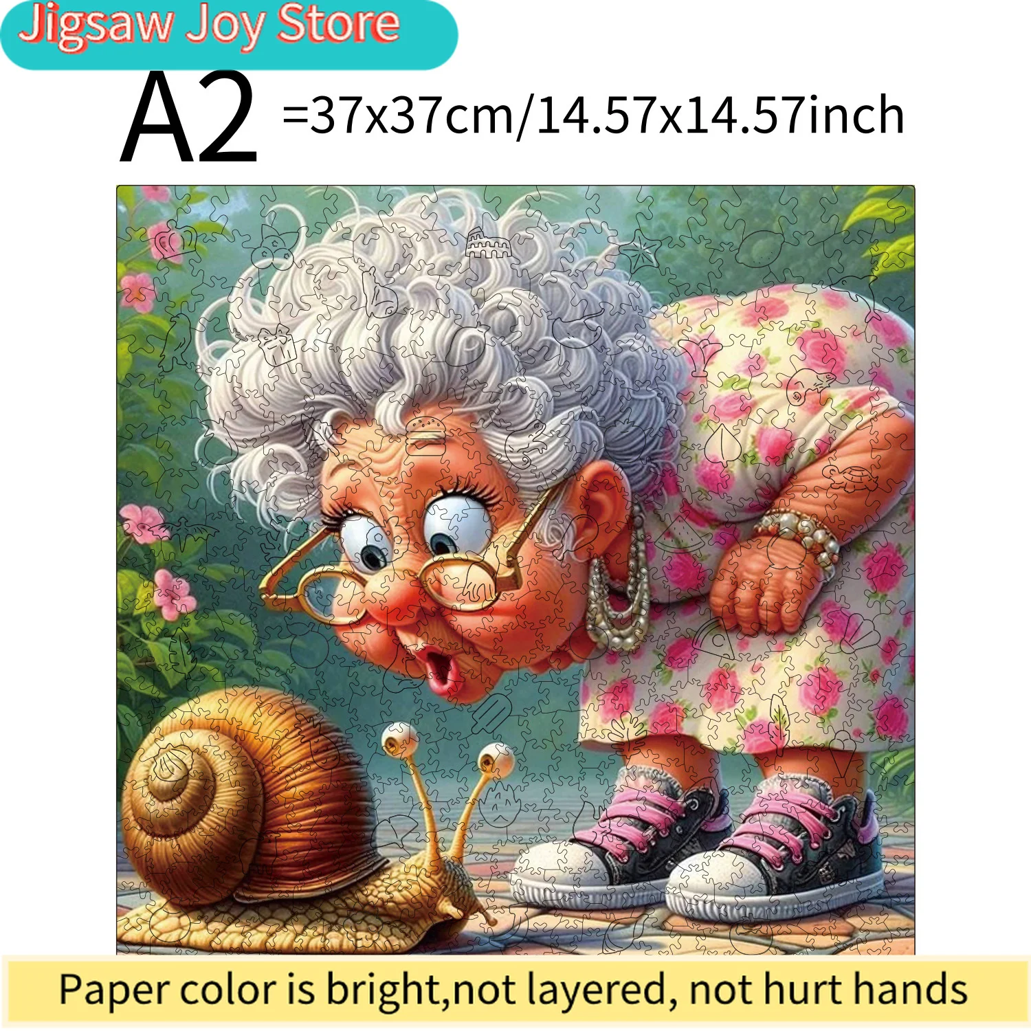 Puzzle en bois 502 pièces « Aventure de la grand-mère et du escargot » - Histoire épique à deux personnages (Grand-mère & Escargot) avec 502 pièces