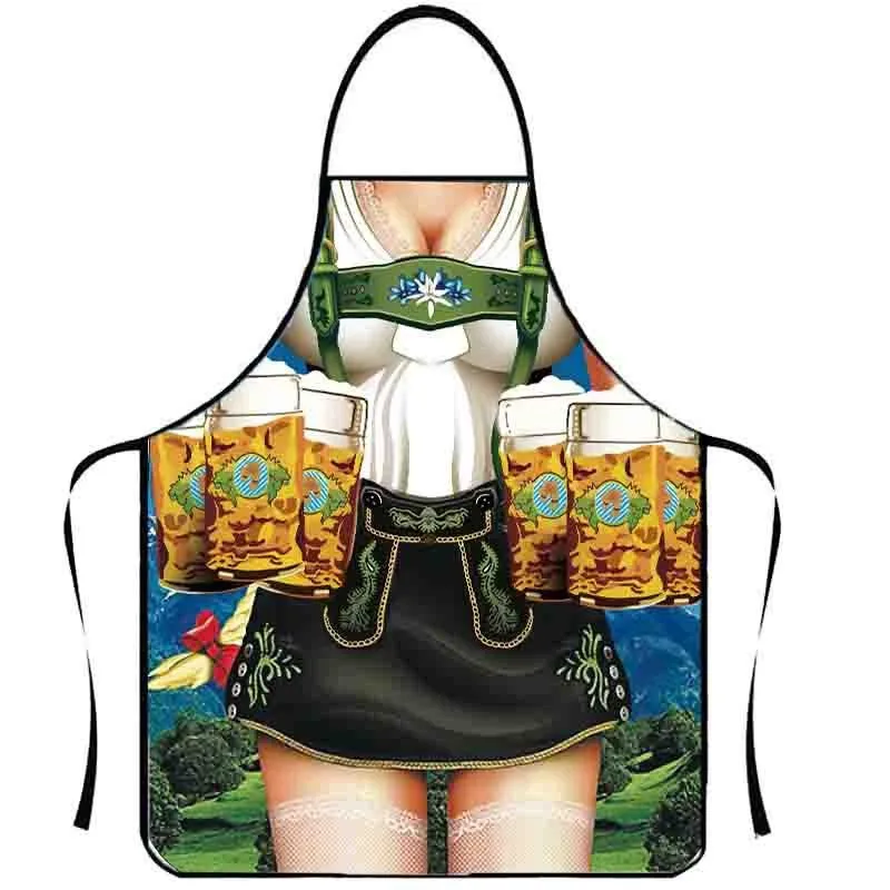 German Oktoberfest Apron Quirky Apron Bavarian Traditional Beer Apron Cooking Clothes 3D Printed Chef Apron