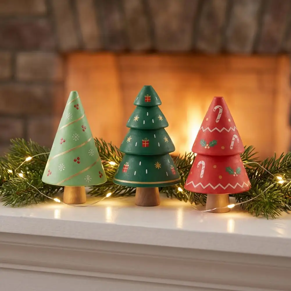 Diy Craft Kit for Kids Diy Unfinished Wooden Christmas Tree Craft Kit Blank Wood Figurines for Kids Painting Hand-painted
