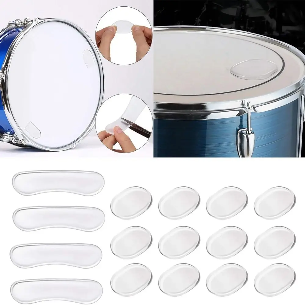 16Pcs/Pack Soft Transparent Drum Dampeners Gel Pads Silicone Drums Drum Silencers Tone Control Drum Mute Pads