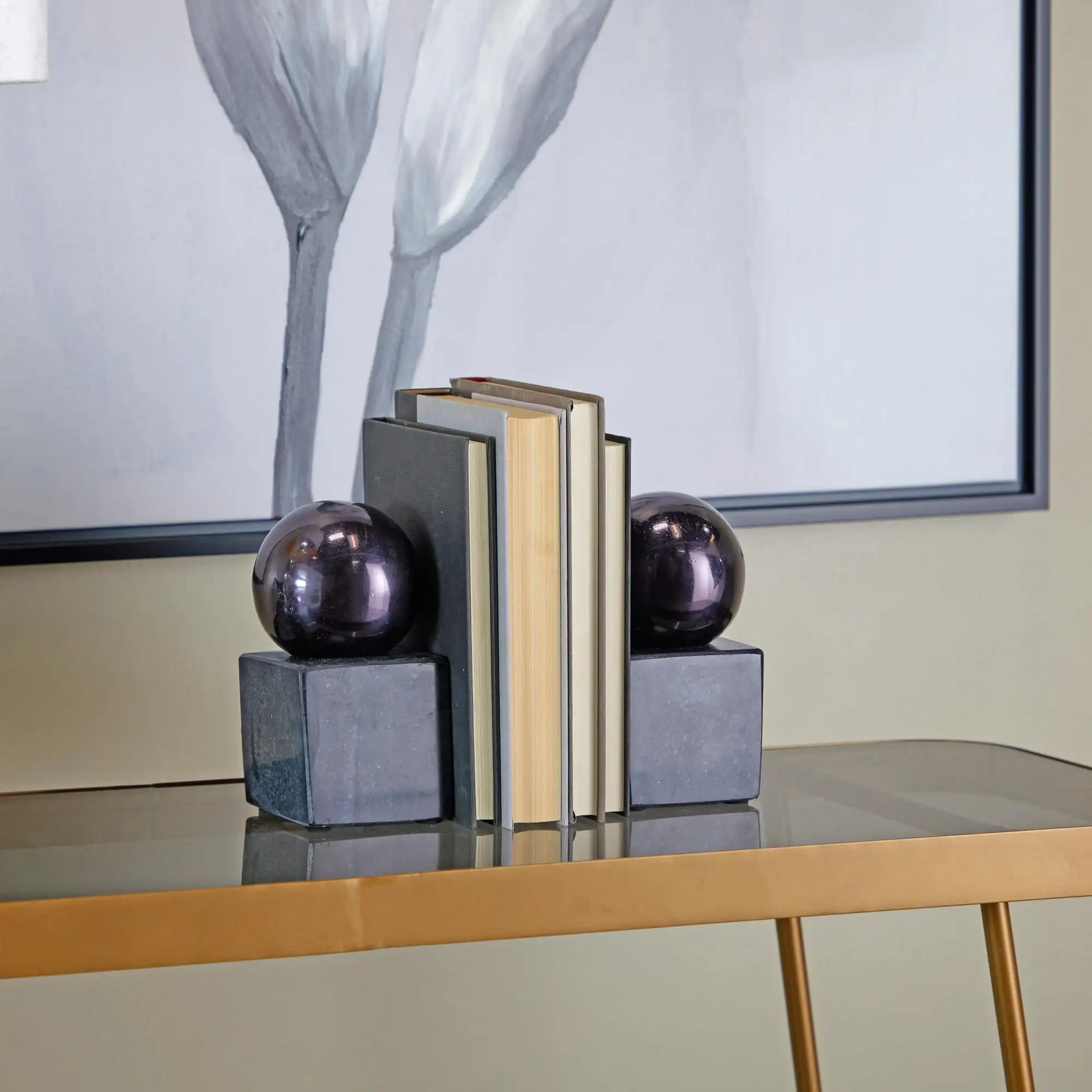 

Набор из 2 черных мраморных книжных наконечников cosmolving by cosmitan 4 "Orb 7 lbs
