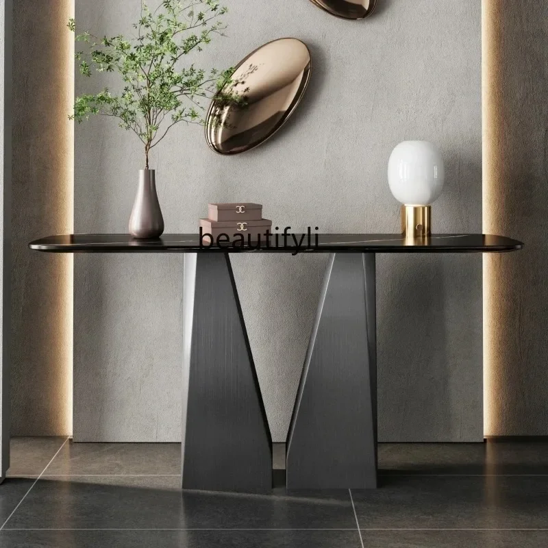 

TTT Italian Stone Plate Console Hotel Lobby Entrance Light Luxury Console Tables Aisle Corridor Decoration