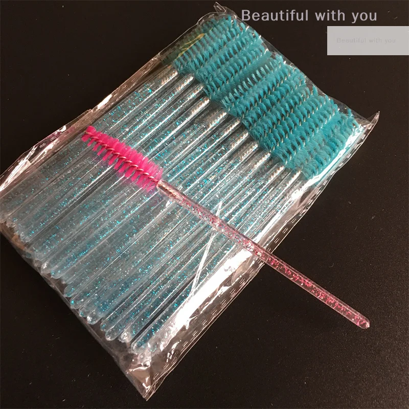 New style 50Pcs Disposable Crystal Eyelash Brush Eyelashes Lift Lifting Curler Eye Lash Extension Graft Brush Tool Accessories