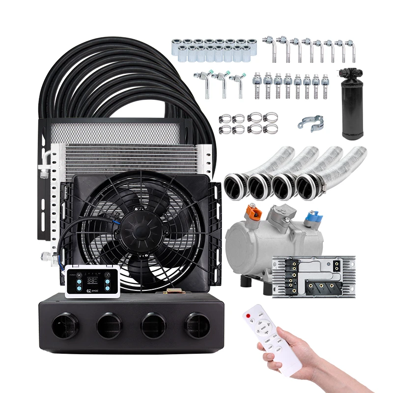 

Universal 12V 24V Auto Electric Air Conditioning Compressor 4 Hole Evaporator Assembly Kit for Car Street Rod A/C Conditioner