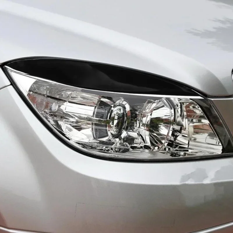 Для Mercedes Benz C Class W204 2007-2013 ПВХ черные автомобильные фары накладка на брови наклейка автомобильные аксессуары