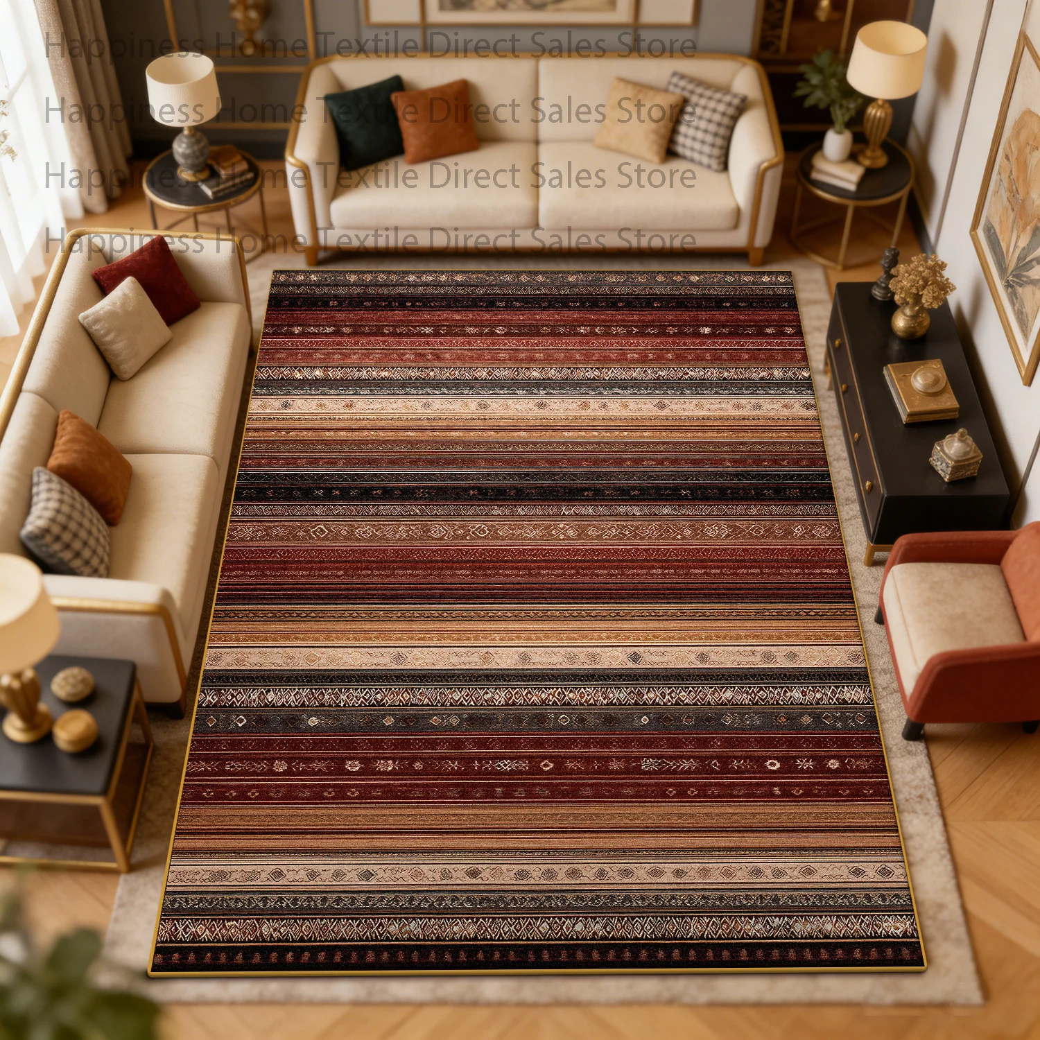 Bohemian ethnic style living room sofa carpet Machine washable non-slip Decoration bedroom rug soft Fluffy large area parlor mat