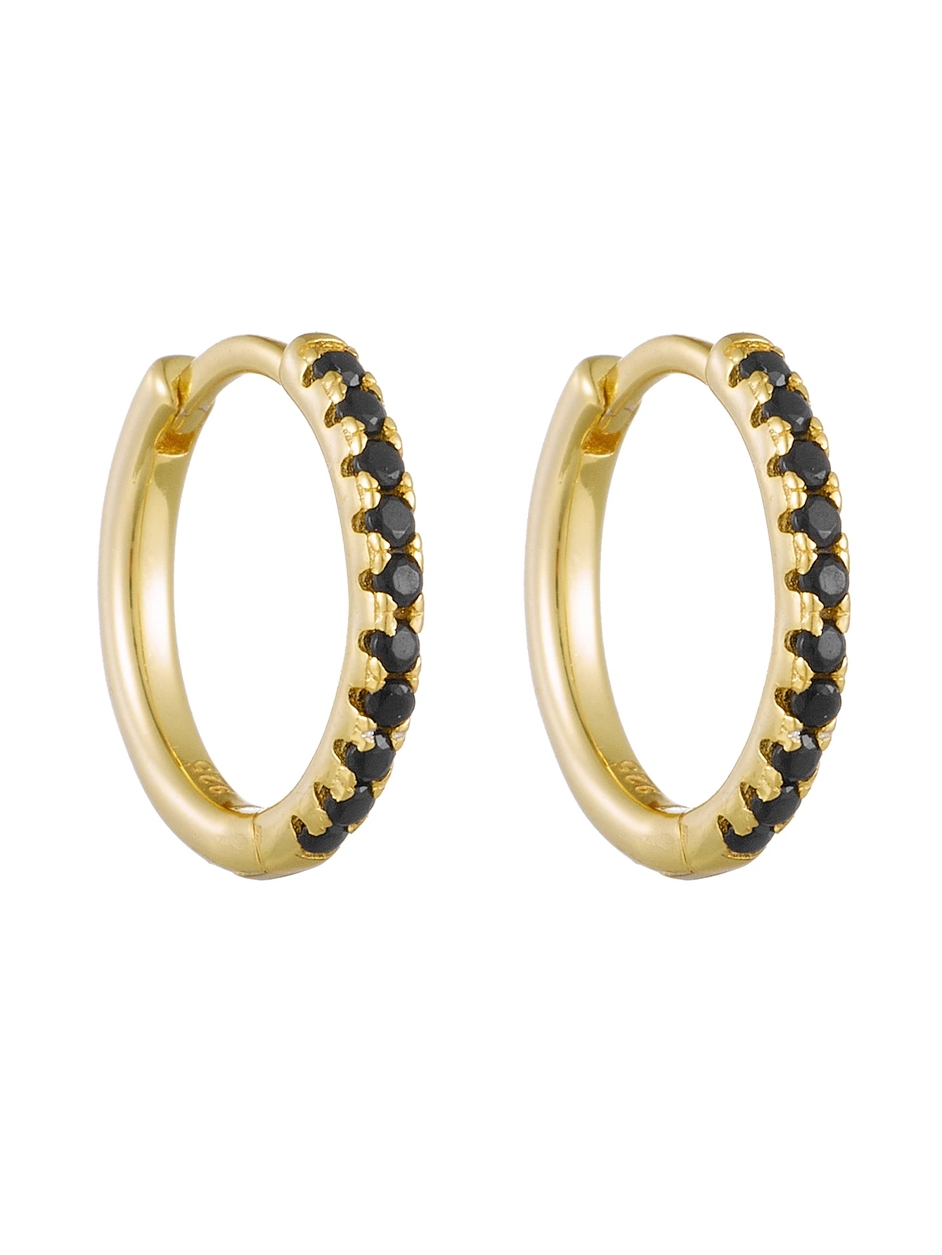 

S925 Sterling Silver Black Zirconia Stud Earrings Simple Geometric Trendy Silver Jewelry for Women