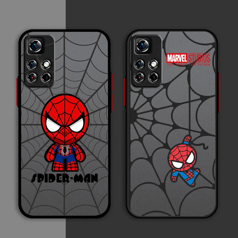 Marvel Hero SpiderMan Cool Phone Case For Redmi Note 13 12 11 10 Pro Plus Pro S T 5G Matte Frosted Translucent Cover