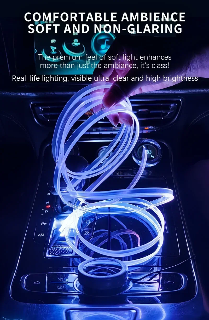 Auto Innen RGB LED Atmosphäre Licht Streifen USB Fiber Optic Neon Unsichtbare Umgebungs Lampe Center Konsole Tür Dekoration Trim – Detail 11