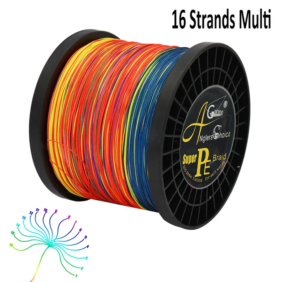 

16 Strands 1000m 1500m PE Braided Fishing Line Super Strong Janpan Material Multifilament Sea Fishing Line 55lb-250lb