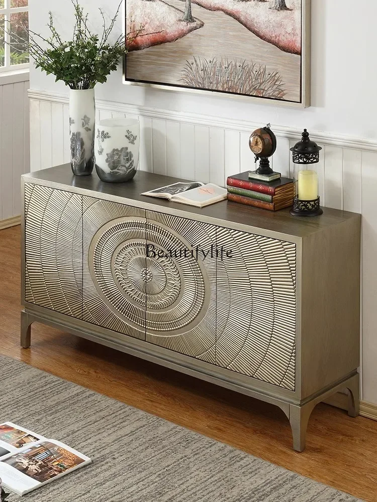 

New Classical Carving Entrance Cabinet Decorative Solid Wood American Home
