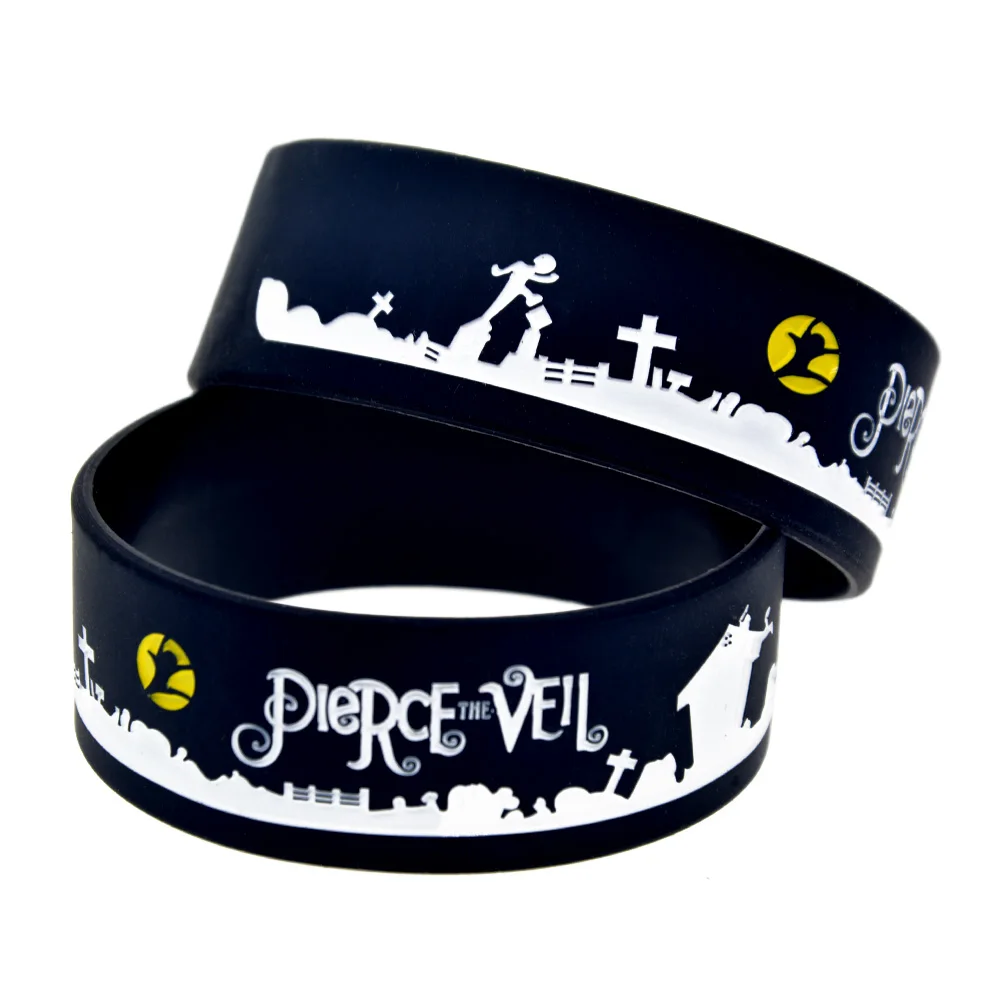 1 PC Pierce The Veil Silicone Bracelet 1 Inch Wide Bangle Men and Women Wristbands For Music Concert