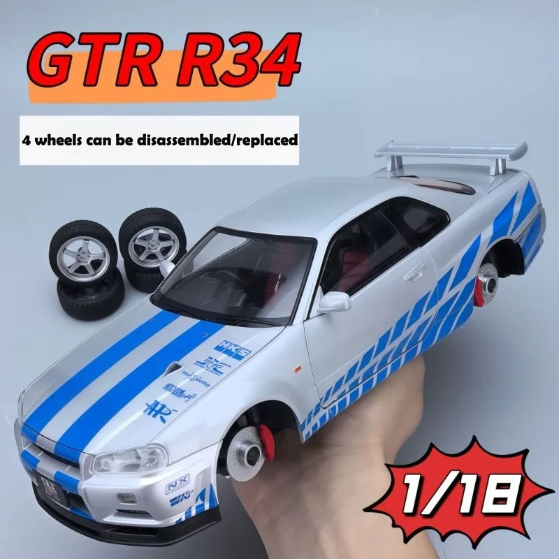 

Diecast 1/18 Nissan GTR Skyline Alloy Car Model With Sound Light Children Boy Toy Vehicle Gift Collection Miniature Voiture