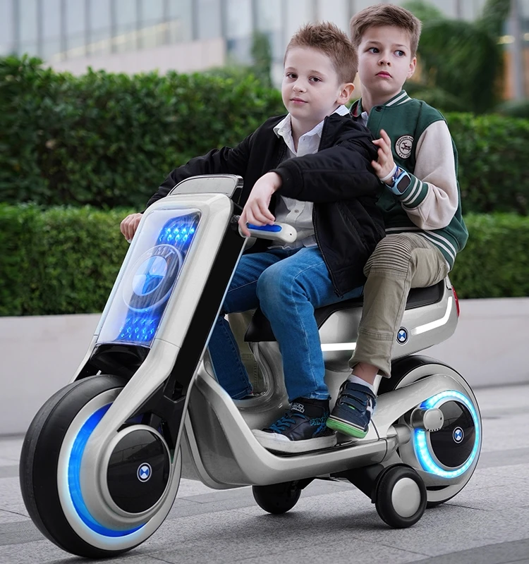 Electric Motorcycle Charging Two-Wheel 3-6 Toy Can Sit Parent-Child Double Seat