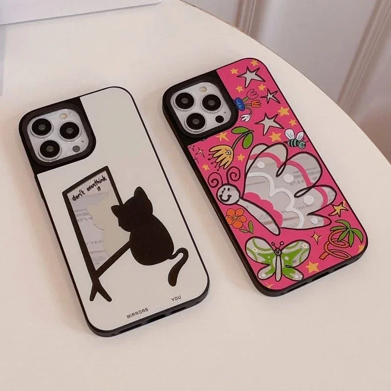 

Cute Mirror Cat Mirror Surface Phone Case Cover for IPhone 11 12 13 14 15 Pro Max Case for IPhone 15 Pro Max