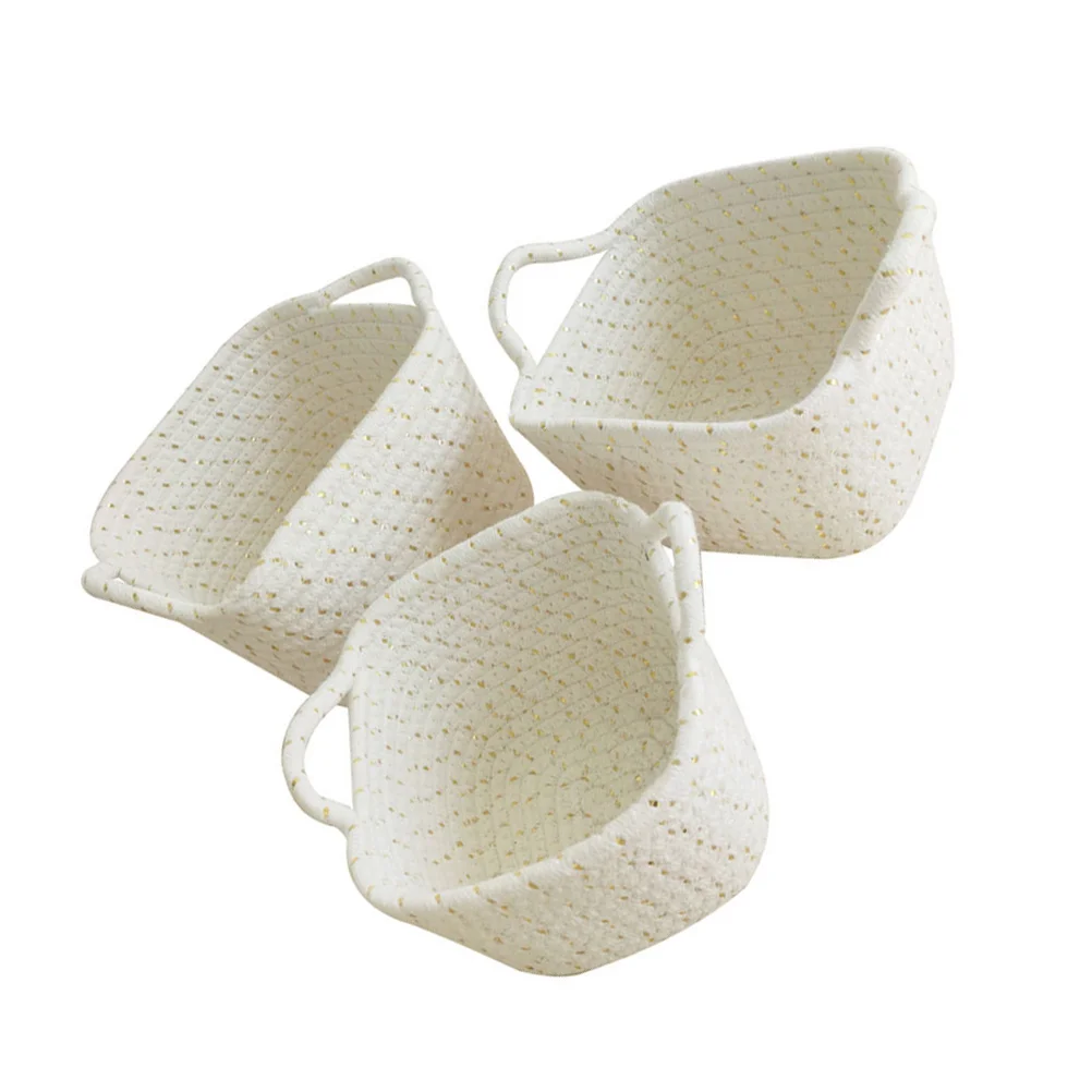 

3 pcs Cotton Rope Storage Baskets Strong Eco Friendly Materials Toys Food Simple Style Home Decor Portable Handles