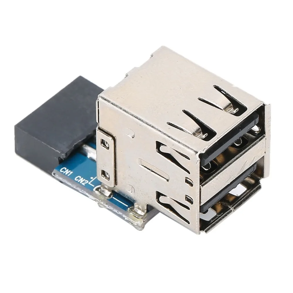 Practical 2 Ports USB2.0 USB Adapter 9PIN Compact USB Converter Portable Motherboard Header Adapter Mainboard Extension