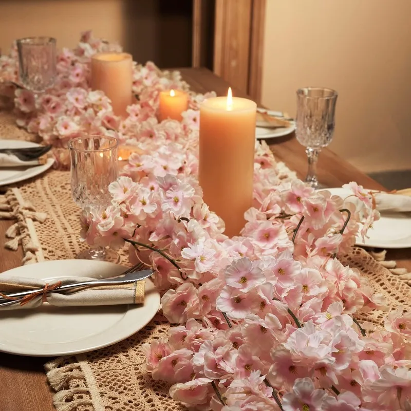 1,8 m rosa Kirschblüte künstliche Blume Seidengirlande Rebe Home Party Garten Bogen Hochzeit Hintergrund Dekoration gefälschte Blume – Detail 1