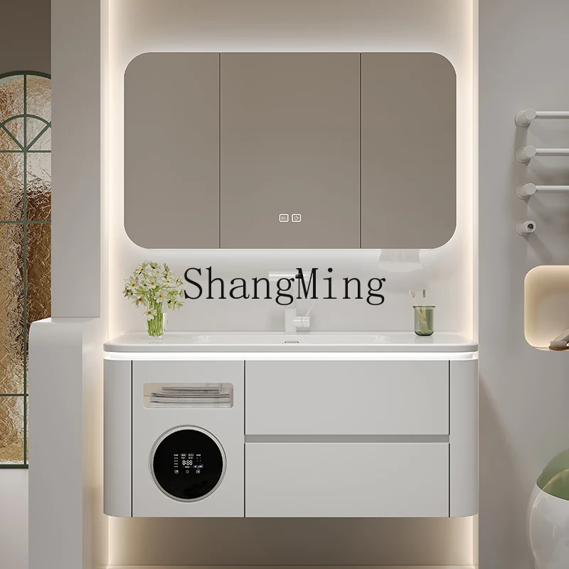 

SM side storage mini washing and drying machine ceramic basin bathroom cabinet toilet washstand