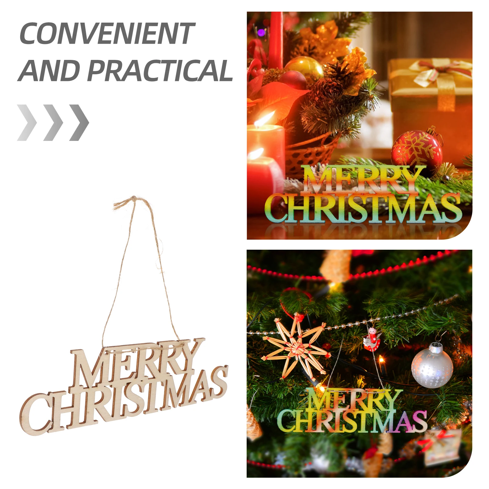 

10pcs Unfinished Wooden Cutouts Christmas Ornaments Merry Christmas Cutouts Wood Slices Hanging Signs Home Christmas Decoration