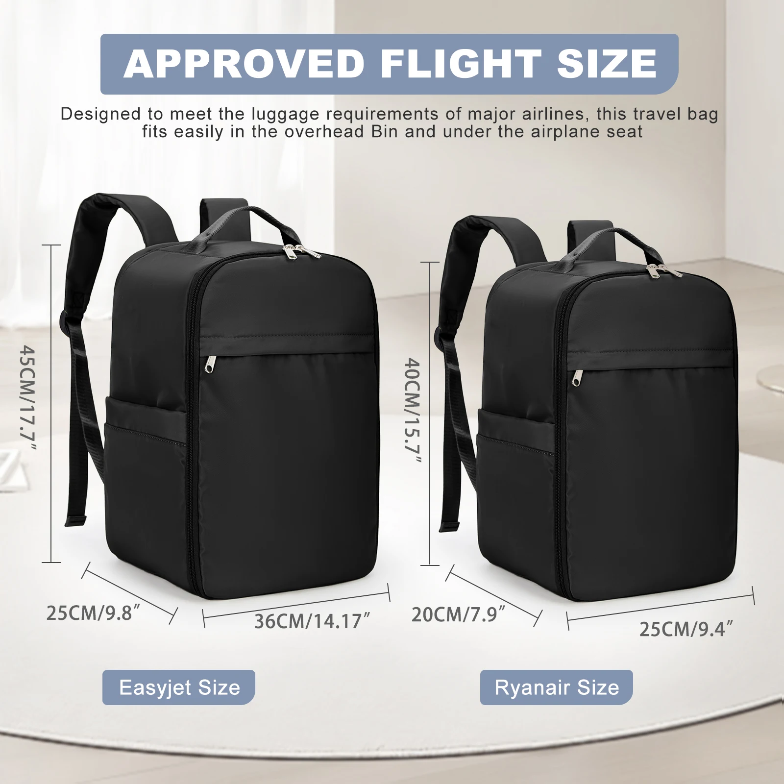 Mochila Ryanair 40x20x25, bolsa de cabina, equipaje de mano, mochila de viaje para Easyjet Cabin Bag 45x36x20, mochila para ordenador portátil para mujeres/hombres