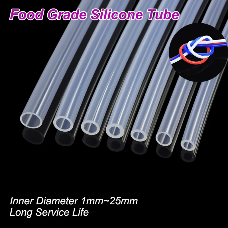 Clear Food Grade Silicone Rubber Hose ID 0.5 1 2 4 5 6 8 10 12 14 16 20 25 30 32 36mm Transparent Flexible Drink Water Tube Pipe