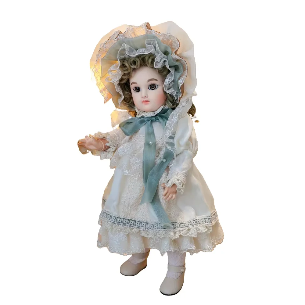 Cloveray 40cm Full Body Vinyl Victoria Style BJD Doll Imitation Wood Grain Body Vinyl Doll Retro Spherical Joint Doll Kid Gift