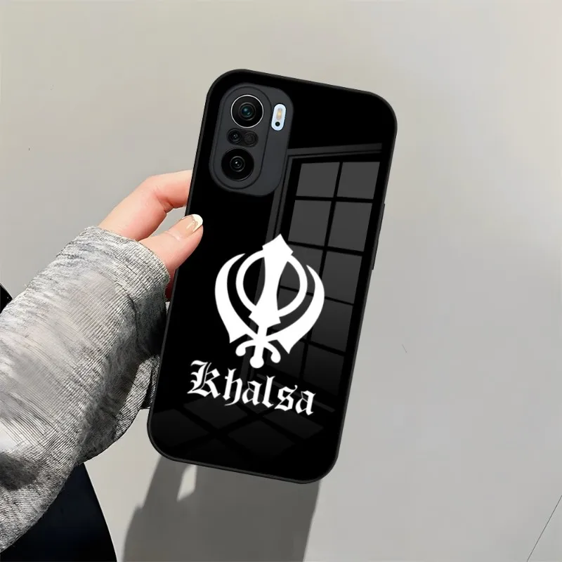 Khanda Sikh Symbol Phone Case Tempered Glass For Xiaomi Redmi Note 10 13 11 9 8 11S T Poco M4 F3 X3 Pro Coque