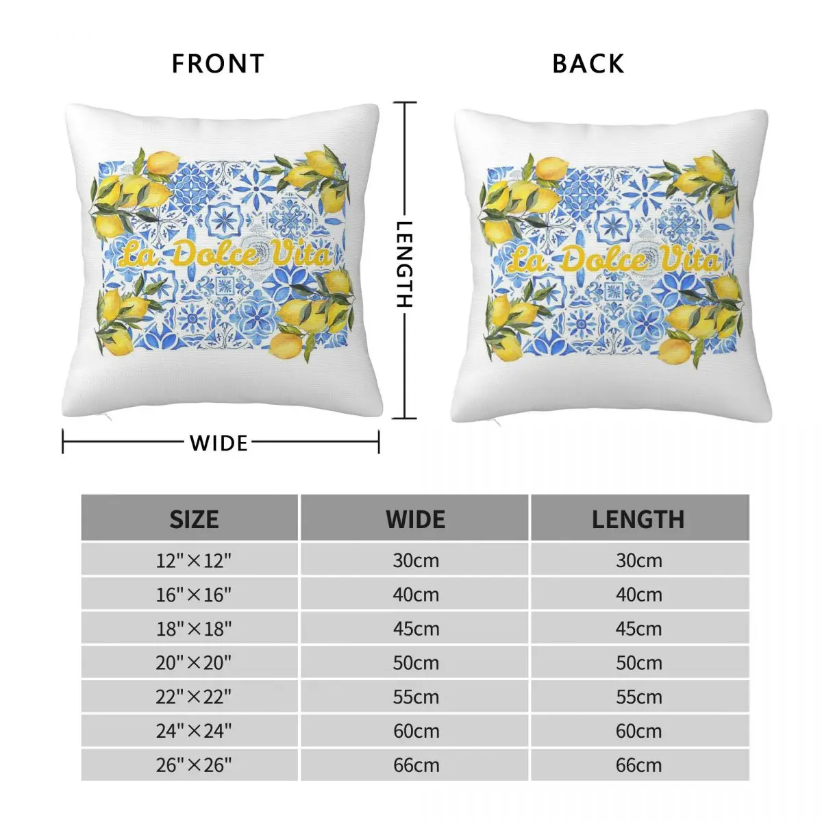 La Dolce Vita Lemons Pillowcase Polyester Linen Velvet Printed Zip Decorative Car Cushion Cover 45x45