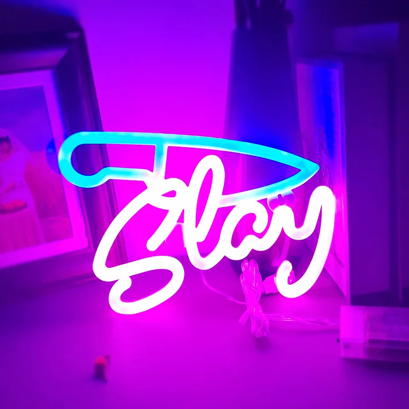 

Knife Slay Neon Light Sign LED Letter Night Lamp High brightness double-sided luminescence Decor Party Store Bar Game Room Wall