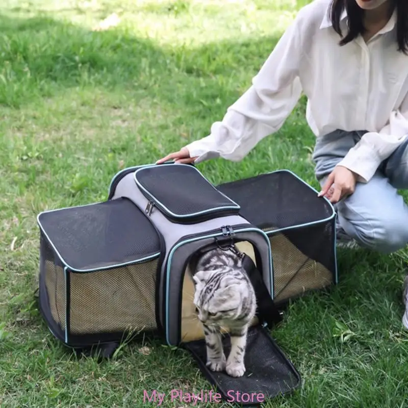 Convenient Dog and Cats Carriers Bag Large Expandable Mesh Pet Suitcases Bags