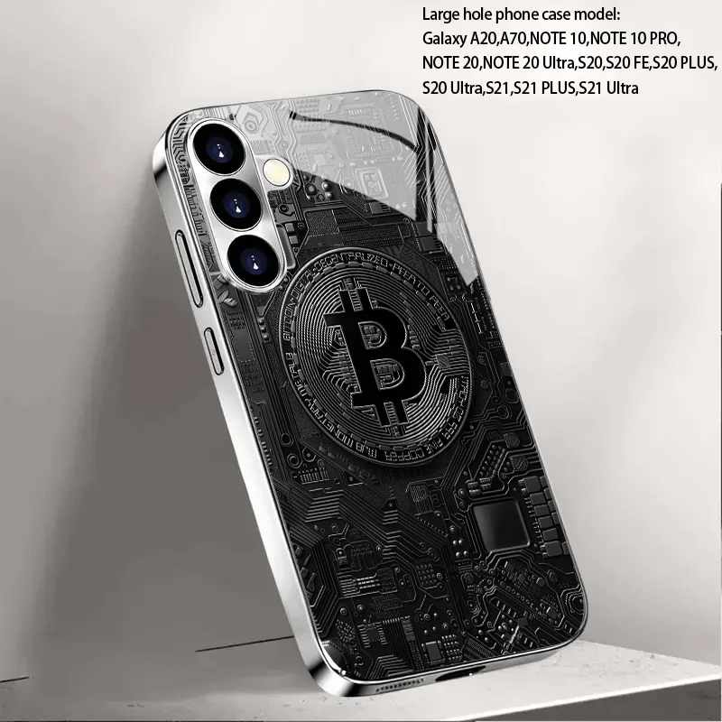 Bitcoin Circuit Pattern Design Phone Case Suitable for Samsung Galaxy S26/S25/S24/S23 Ultra /S22 Ultra/S20 Ultra/56/A72/A73 5G