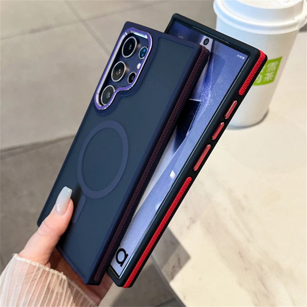 Luxury Matte Magnetic Phone Case For Samsung Galaxy S24 S23 S22 Ultra Plus For Magsafe Wireless Charging Shockproof Back Cover - náhled 6