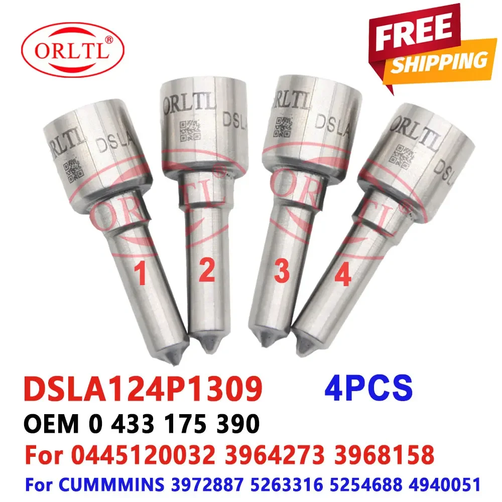 DSLA124P1309 Diesel Injector 0445120032 Nozzle DSLA 124 P1309 Fuel Oil Nozzle 0433175390 For Dodge 3964273 3968158 3972887 4PCS