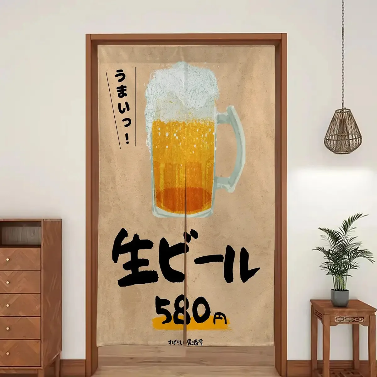 

Japanese Noren Door Curtain Beer Mugs Design Traditional Room Divider for Kitchen Bathroom Bedroom Home Decor
