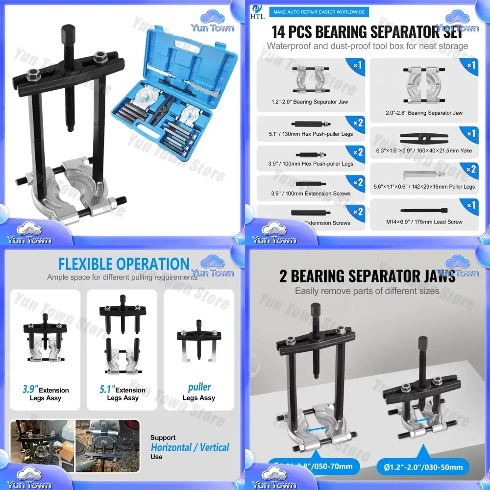 5-ton Bearing Puller Kit for Automotive Repair Tools Gear Pulley Hub Separator Fan Bearing Removal Tool Professional