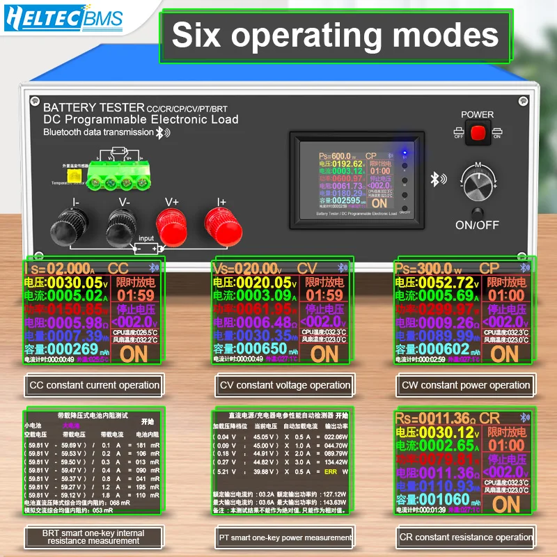 Intelligent programmable DC electronic load meter usb tester voltmeter battery capacity internal resistance detection