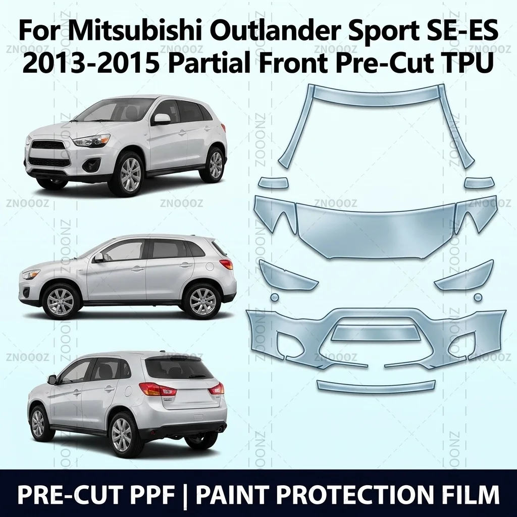 For Mitsubishi Outlander Sport SE-ES 2013-2015 Partial Front Pre-Cut TPU Paint Protection Kit, Self Healing, Anti Hydrophobic
