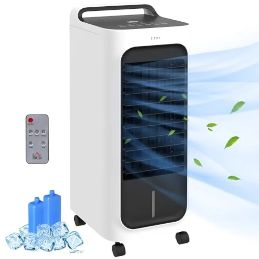 

26 Evaporative Air Cooler for Home Office Bedroom, White Plastic Portable Swamp Cooler with Ice Packs, 3-in-1 Ice Cooling, 90 O