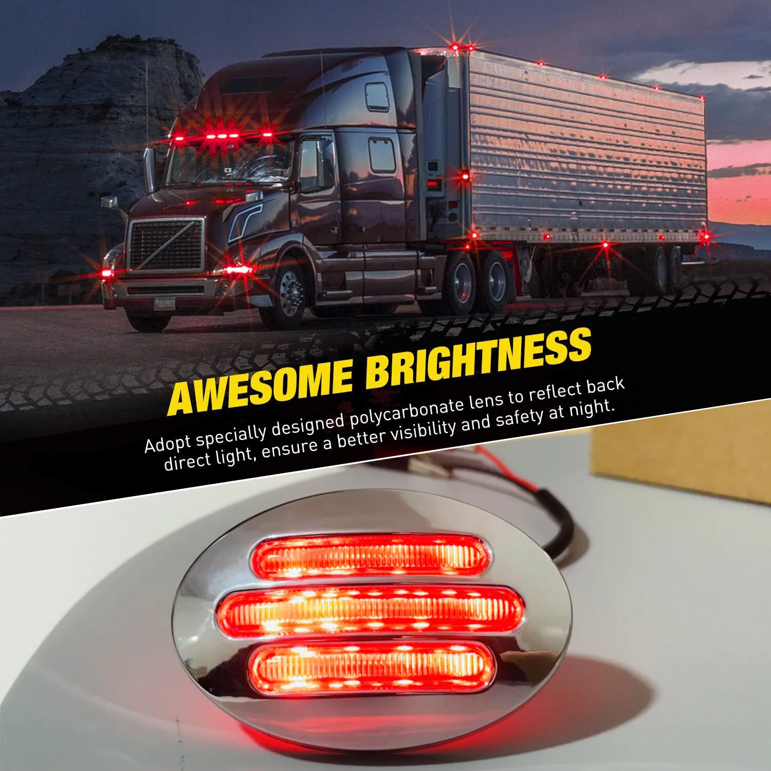 10PCS Marker Side Lights for Trailer light Caravan Trucks Tail lights 12v Amber Chrome Turn Signal Lamp Clearance Indicator Lamp