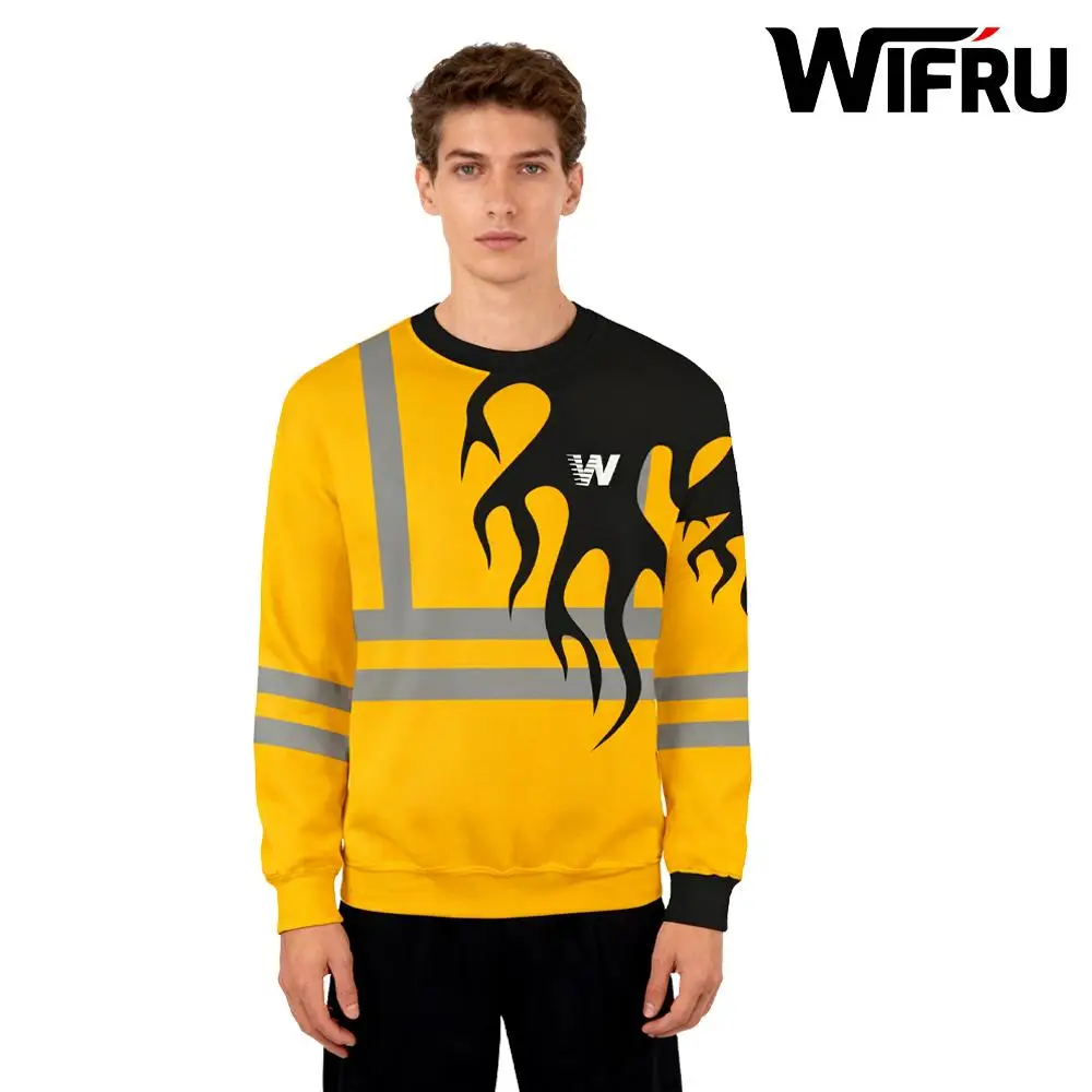 

Trendy Fluorescent Flame Print Sweatshirt Men And Women Autumn And Winter Round Neck Top New Street Style Niche Design Pullover
