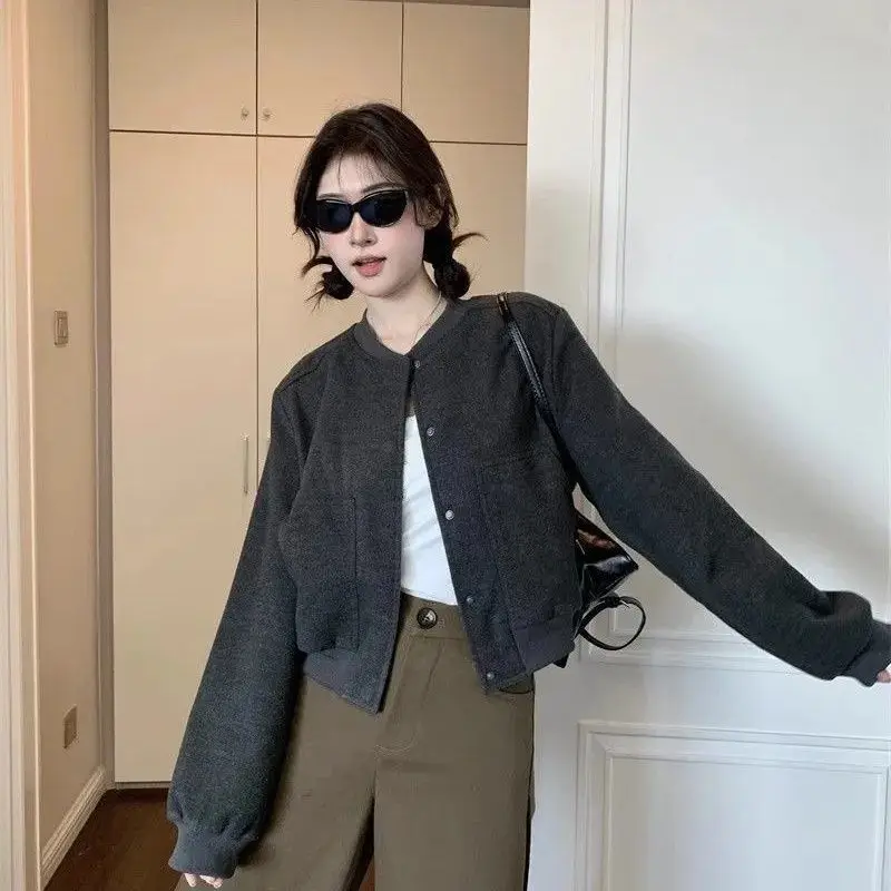 

Bomber Jackets Hardcore Womens Autumn Preppy Campus Uniforms Checkered Students Matching Classics Trendy Youthful College Simple