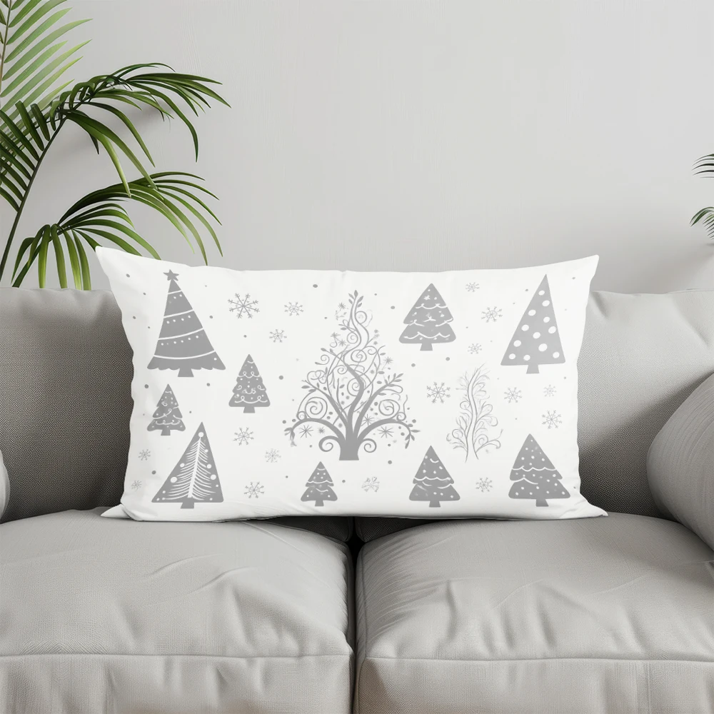 ديكور المنزل Merry Chehlmas ندفة الثلج وسادة غطاء مناسبة ل أريكة غرفة نوم سيارة وسادة غطاء وسادة مستطيلة الظهر وسادة #4