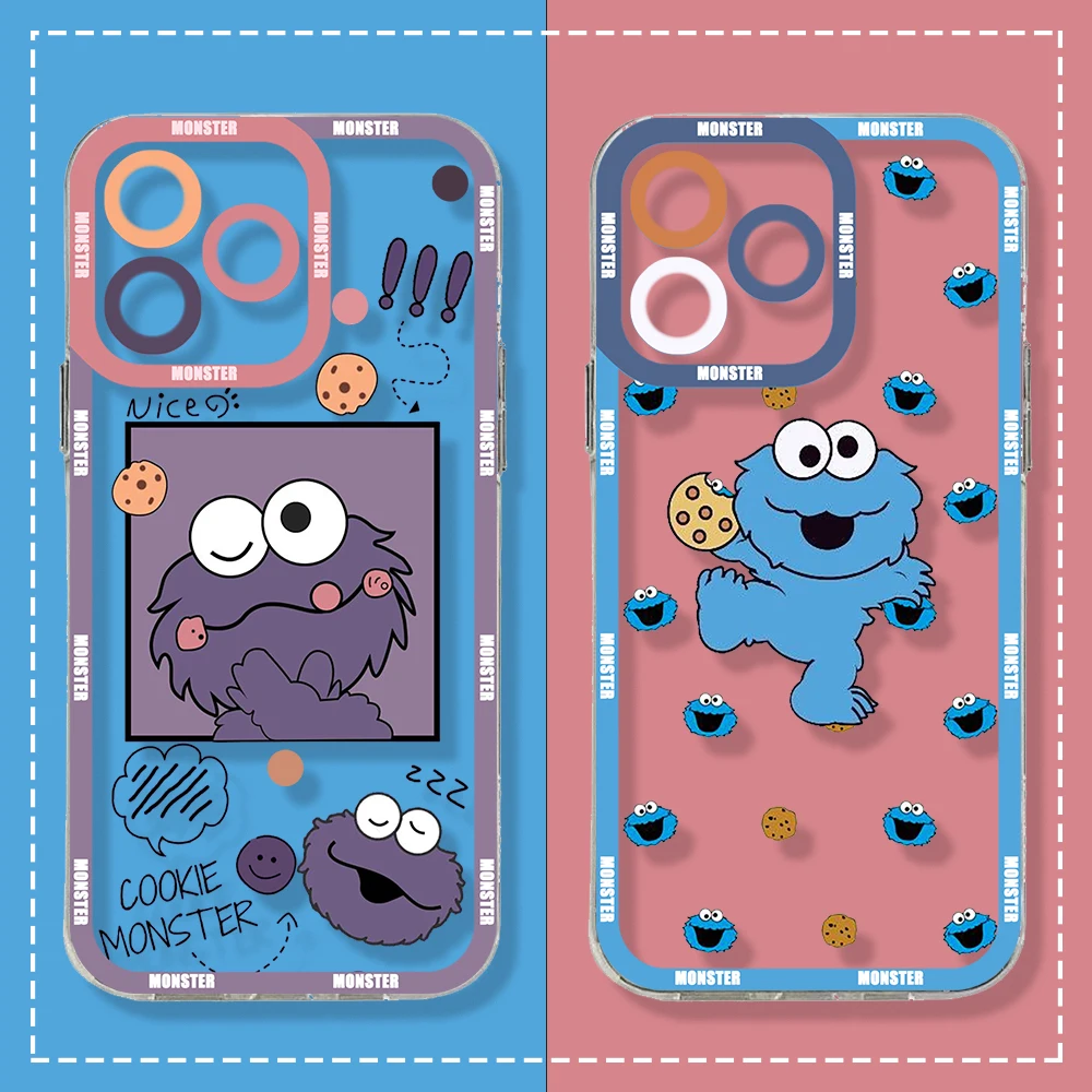 Cartoon Cookie M-Monster Phone Case for IPhone 15 14 13 12 Mini 11 Pro Max X XR XS 7 8 SE Plus Soft Silicone Transparent Cover