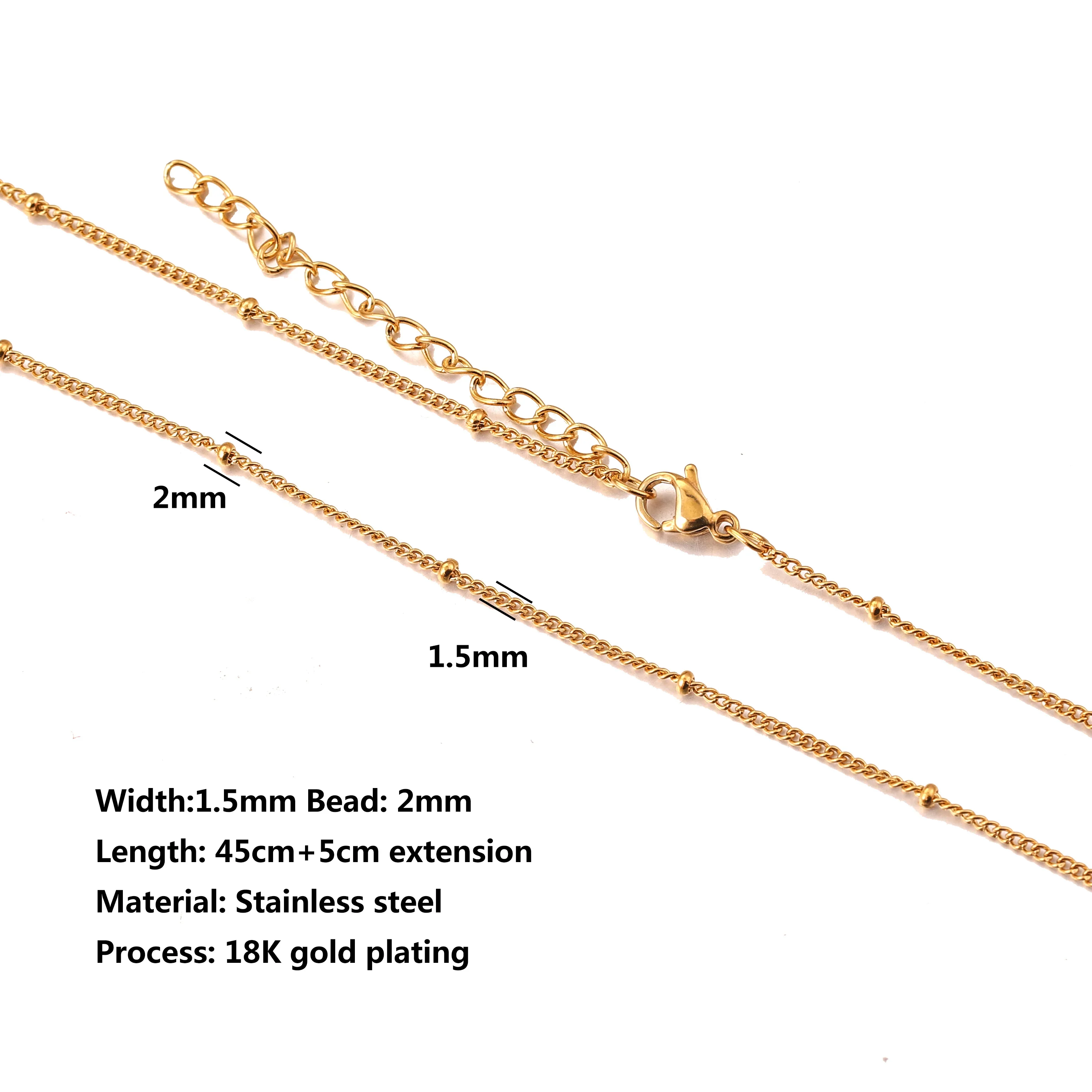 5 stks roestvrij stalen kralen ketting Cuba Cross O rimpel ketting verguld goud 45 cm verstelbare ketting karabijn DIY ketting